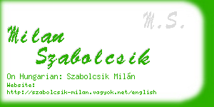 milan szabolcsik business card